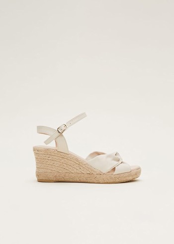 Phase Eight Leather Knot Front Espadrilles Heels White Australia | XS1304956